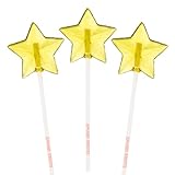Yellow Star Lollipops, Peach Flavor, 2' Lollipop, 24 Pieces, Handcrafted in USA, 1.5 Pound, Sparko Sweets