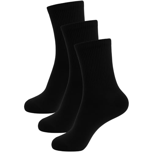 Image of A2Z 4 Kids Boys PE School Sports Socks Breathable Athletic Cotton Crew Trainer - Socks AZ974 Black 3 Pack 11-14