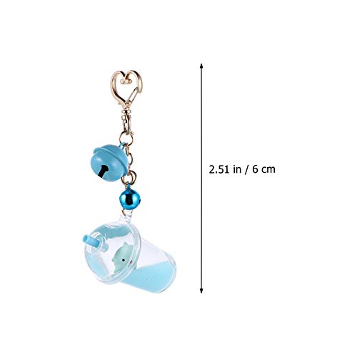 Pretyzoom 4Pcs Boba Tea Keychains Kawaii Floating Animal Keychain With Liquid Quicksand Bubble Tea Keychain Backpack Car Key Pendant #TOP6