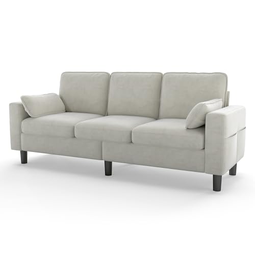 MOTION 3-Seat Modern Sofa with Washable Cover, Cream White