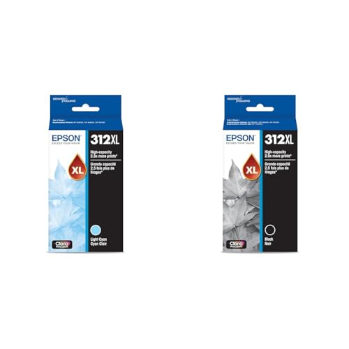 Image of Epson 312 Claria Photo HD Ink High Capacity Light Cyan & Black Cartridges (T312XL520-S & T312XL120-S) for XP-8500, XP-8600, XP-8700, XP-15000