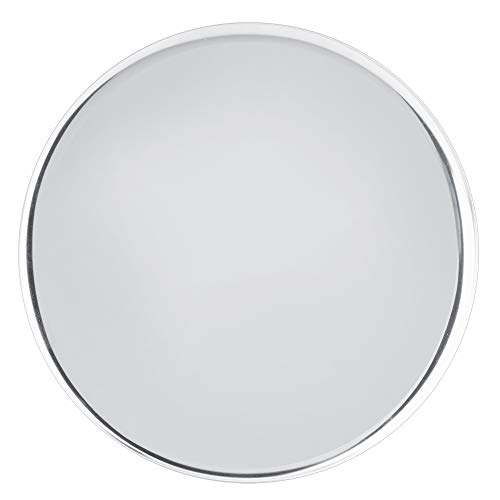 Bandeja redonda de acero inoxidable con pulido de espejo para almacenamiento de platos de té, alimentos, aperitivos, 28 cm, color plateado