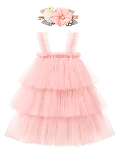 Baby Girl First Birthday Outfits Fancy Tulle Flower Girl Tutu Dress For Wedding Guest 1St Birthday Photoshoot Blush Baby Pink 6 Months #TOP2