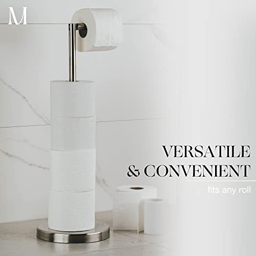 Marmolux Acc - Free Standing Toilet Paper Holder Stand In Brushed Steel Finish | Storage For 4 Rolls Of Toilet Tissue | Sus 304 Stainless Steel Bathroom Tp Stand #TOP3