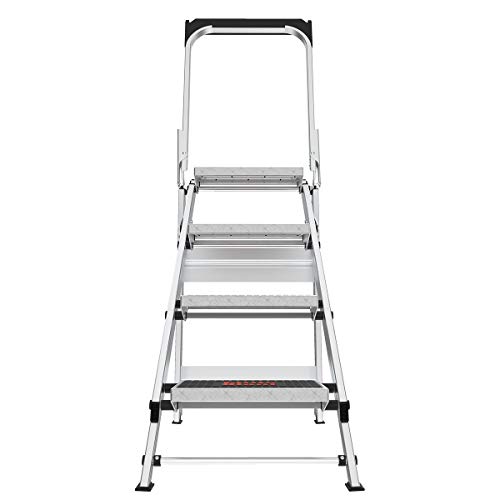 Little Giant Ladder Systems 10410BA Safety Step Ladder Four Step with Bar, 2 x 11-Inch
