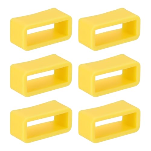 Porta correa de reloj de 16mm en silicona flexible antideslizante PATIKIL amarillo 6 uds
