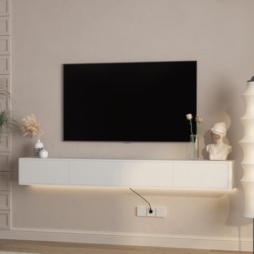 KEIKI 78.7" Floating TV Stand Wall Mounted with 16 Color LEDs & Power Outlets for TVs Up to 70 Inch, Wooden Media Console Entertainment Center Television Table Cabinet for Living Room, Bedroom by KEIKI - Image 6