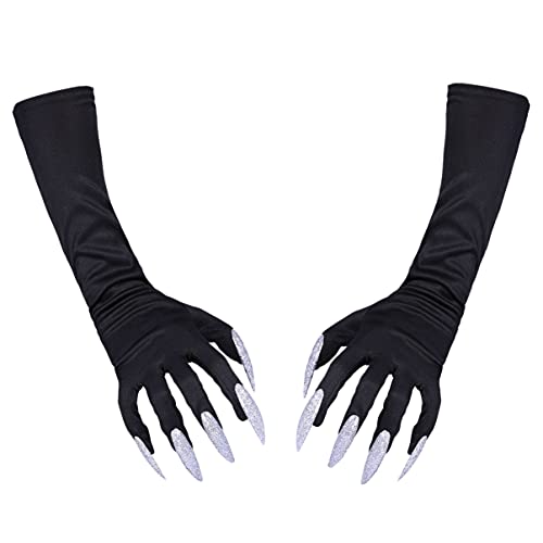 INOOMP Claw Gloves 1 Pair Gloves Halloween Nails Goth Glove Nail Gloves Halloween Gloves for Women Goth Accessories Cosplay Black Gloves Cosplay Gloves with Nails Sleeve Heater Miss Punk
