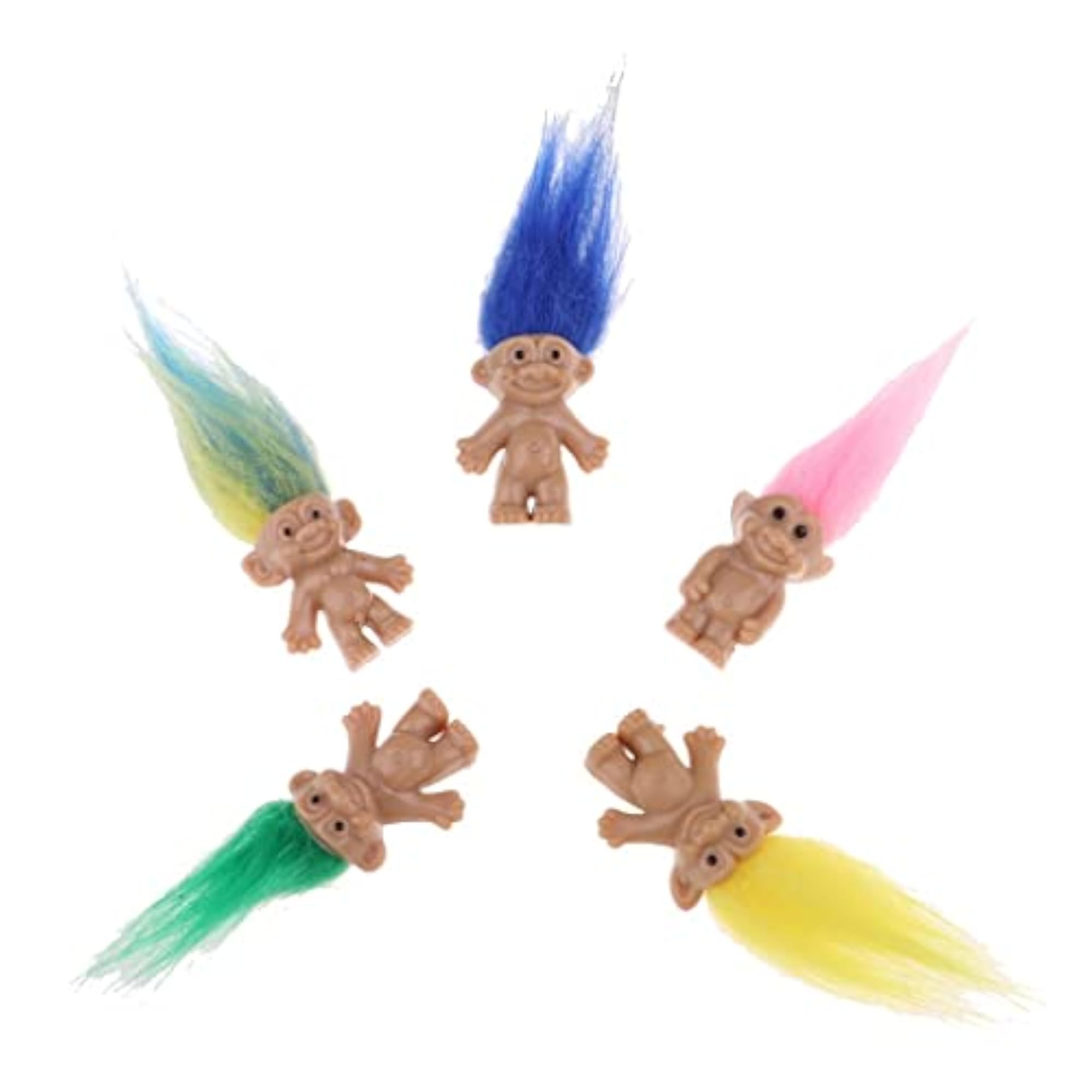 Dollhouse Miniature Retro Troll Doll Figures, 5 Pieces