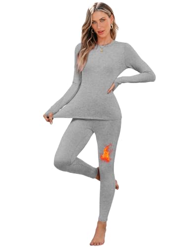 Sampeel Thermal Underwear for Women Fleece Lined Lounge Set Winter Clothing