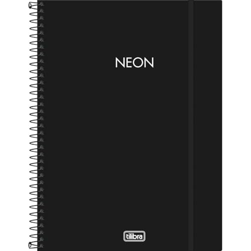Tilibra - Neon Caderno Universitário com Espiral e Capa Plástica, Preto, 160 Folhas