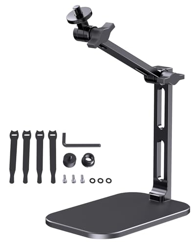 Image of Desktop Mic Arm Stand 2.68lbs Max Heavy Duty Microphone Mount with Silent Mute Knob Compatible with Rode PodMic Shure SM7B for Podcast Gaming Streaming Office Desk Setup Boom Arm