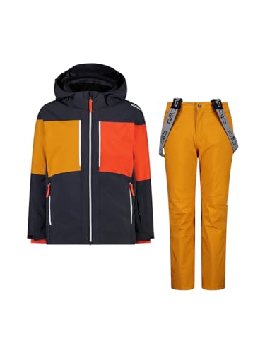  CMP Set giacca da bambino e mantello antracite – 140, Antracite_Orange, 140