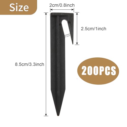 200 haringen voor robotmaaier, begrenzingskabel, grondhaken voor veilig vastzetten van begrenzingsdraad in de tuin, stabiele grondpennen van kunststof voor snelle montage in de grond - Afbeelding 3