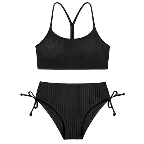 Image of Weixinbuy Girls Swimsuits Summer Bathing Suit for Teens Girls 2 Piece Bikini Set Solid Beach Swimsuit Swimwear for Girls