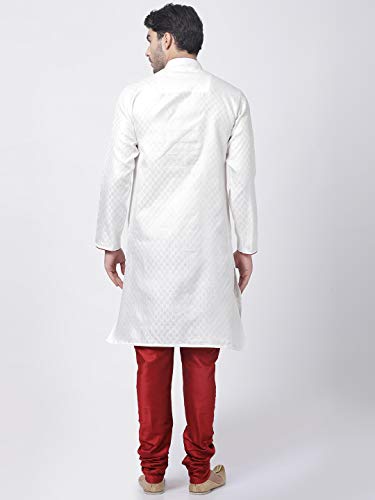 Image of VASTRAMAY Men Soft Cotton Kurta with Buttoned Cuff & Churidar Pyjama Set - Comfortable Ethnic Wear for Eid, Holi, Weddings & Festive Occasions - Stylish Traditional Cotton Kurta Pyjama