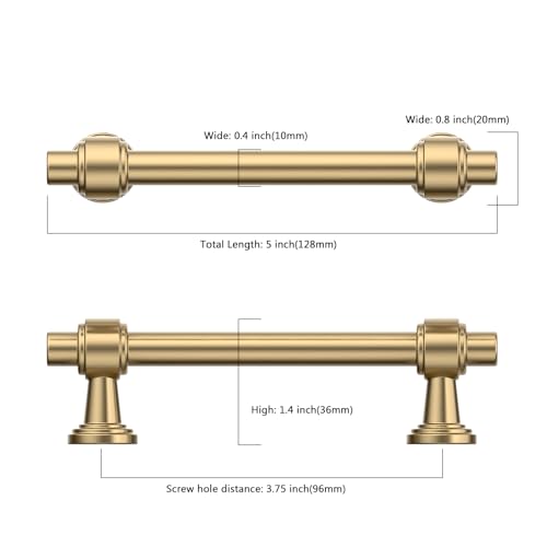 Image of 10 Pack 3.75 inch(96mm) Champagne Gold Cabinet Pulls Kitchen Cabinet Handles Brushed Bronze Cabinet Hardware Drawer Pulls for Cupboard