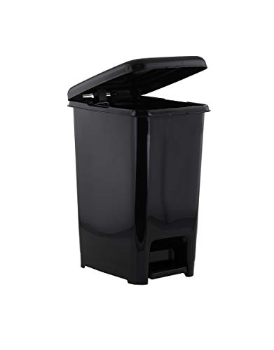 Image of Superio Slim Step On Pedal Plastic Trash Can, Waste Bin for Under Desk, Office, Bedroom, Bathroom, Kitchen (2.5 gal) (Black)