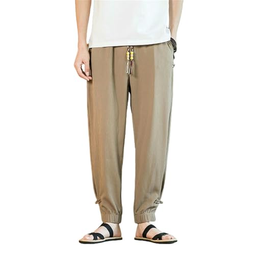 Pantalon homme en soie glacée style chinois USTZFTBCL léger pour jogging