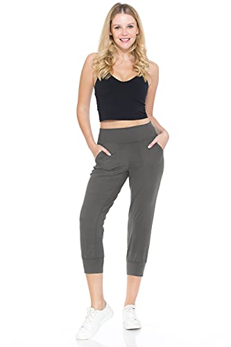 Leggings Depot ActiveFlex Jogger Yoga Pants with Pockets (Capri, Charcoal, 3X) — view 5