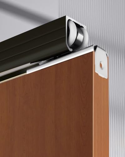 Rail pour porte coulissante extérieure noire 167 cm pour porte de grange