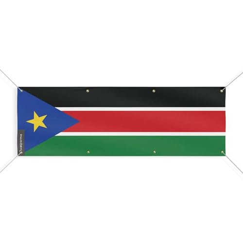 Drapeau du Soudan du Sud 160x480cm grand format avec 8 oeillets résistants