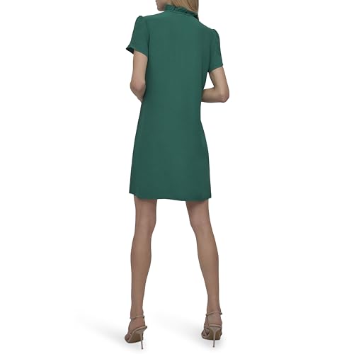 Image of DKNY Women's Front Tie Ruffle Neckline Trapeze Dress