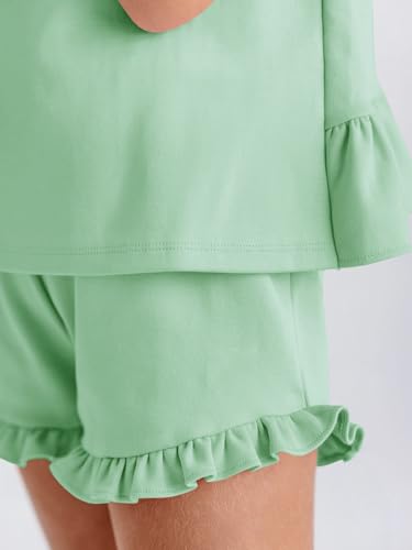 Image of Haloumoning Girls Summer Clothing Sets Ruffle Tank Tops and Shorts | 2 Piece Outfits