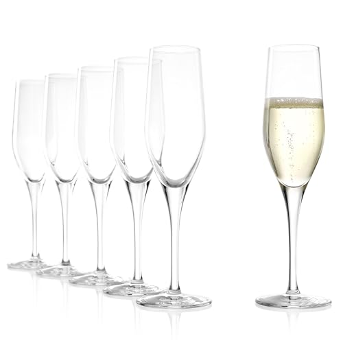Stölzle Lausitz Sektgläser Exquisit 6er-Set 175ml – Elegante Schaumweingläser ideal für Sekt & Prosecco – Hochwertiger Sektkelch aus Kristallglas – Spülmaschinen- & Stoßfest, Made in Germany