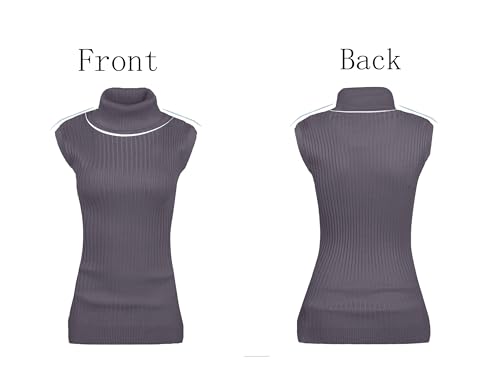 Image of v28 Women Sleeveless High Neck Turtleneck Stretchable Knit Sweater Top