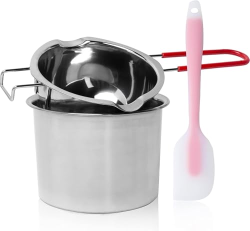 2 Pack Stainless Steel Double Boiler Pot with Heat Resistant Handle, Melting Pot Universal for Melting Chocolate, Butter, Cheese, Caramel and Candy, Capacity 450ML/900ML