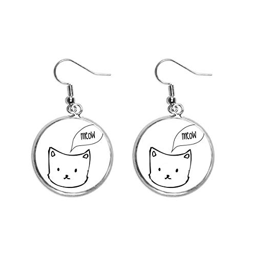 Boucle d'oreille chat blanc anti-allergie oreilles sensibles argent