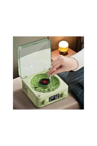 Waves Nostalji Plak Görünümlü Bluetooth Hoparlör, 3D Ses Dalgası, Retro Müzik Plak, Gece Lambası, Yeşil BBSP03YESIL