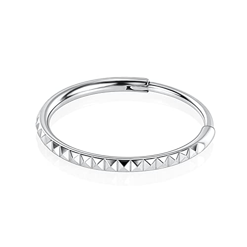 FUNLMO 316L Surgical Steel Hinged Nose Ring Hoop Septum Ring Tragus Helix Rook Conch Daith Piercing Jewelry Cartilage Hoop Earring Pyramid Cuts3