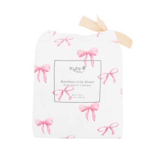 Image of Kyte Baby Soft Crib Sheet - Standard Fitted Crib Sheet Made with Rayon from Bamboo, Ultra-Gentle and Breathable (Bow)