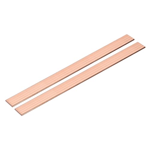 QUARKZMAN 2 Stück Kupfer Flachstange 1/16 x 3/8 x 9 C110 Massiv Kupfer Bus Bar Lager Platte Massiv Metall Platten Für DIY Basteln Reparaturen Elektrik (1.5mm x 10mm x 230mm)