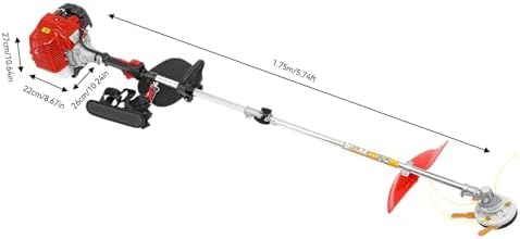 43CC Gasoline Powered Weed Eater & Trimmer, Cordless Edger with Dual Blade Heads, Adjustable Handle, Shoulder Strap, 2-Stroke Air-Cooled Engine for Lawn Care & Gardening