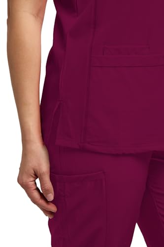Conjunto de uniforme médico feminino com 7 bolsos, gola V e calça jogger, uniforme médico de enferma