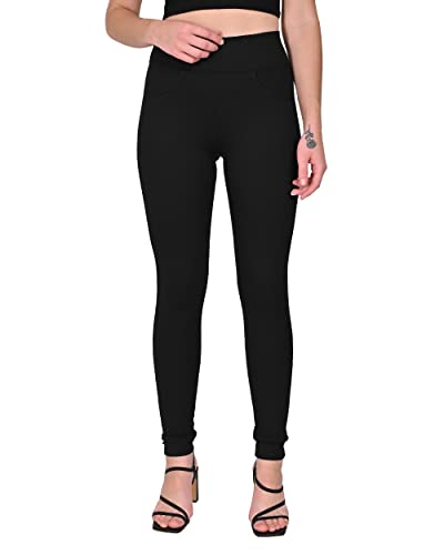 Image of RAJO Cotton Blend Lycra Soft Comfortable Breathable Fabric Fancy Fully Stretchable Trouser Skinny Fit High Rise Elastic High Waist Full Legnth Pants for Womans & Girls