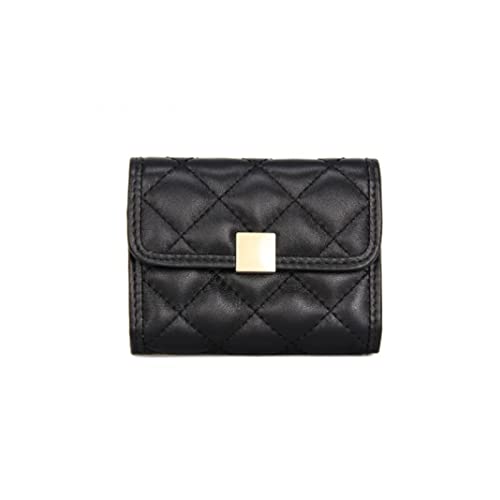 DieffematicQ Monedero Mujer Tarjetas de Piel de Oveja para Mujer Cuero Genuino Negocio Liso IDENTIFICACIÓN Tarjeta de crédito Tapa de Moda Viajes Money Wallets (Color : Schwarz)