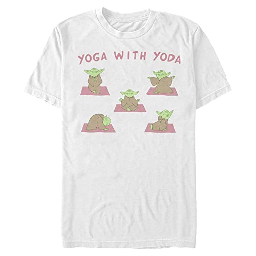 STAR WARS Men's Yoga with Yoda T-Shirt, White, XXL Plus