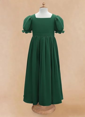 JISISANG Dresses for Girls Long Chiffon Flower Girl Dress Bridesmaid for Wedding with Sleeve Fromal Kid Dress for Teens4