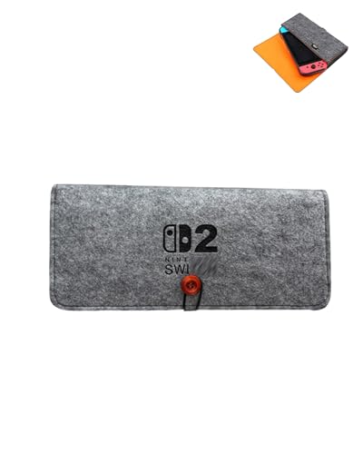yystao Case for Switch 2, Felt Storage Bag, Electronics Accessories Organizer, Slim Travel Pouch, Compatible with Switch 2,Shock & Drop Resistant, Dark Gray