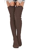 Leoparts Women's Cable Knitted Thigh High Boot Socks Extra Long Winter Stockings Over Knee Leg Warmers