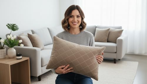 Image of Filymore Embosed Brown berfi Pillow Covers Set of 2 Covers| Made with Pure Microfiber Soft & Skin Friendly Pillow Cases | Size (17 x 27 inch (Brown).