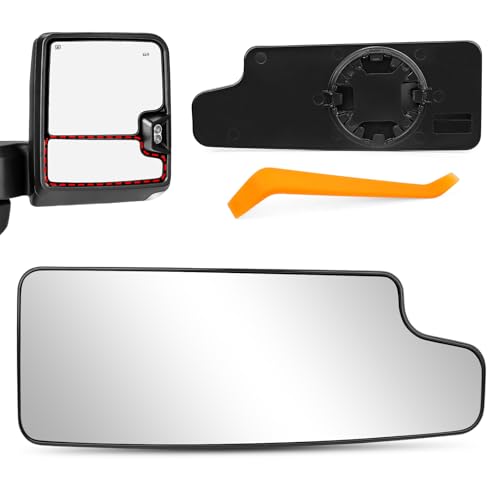 Algrix Passenger Side Lower Mirror Glass Replacement for 2019 2020 2021 2022 2023 2024 2025 Chevy Silverado GMC Sierra 1500 2500 HD 3500 HD Right Convex Non-Heated Towing Mirror with Back Plate