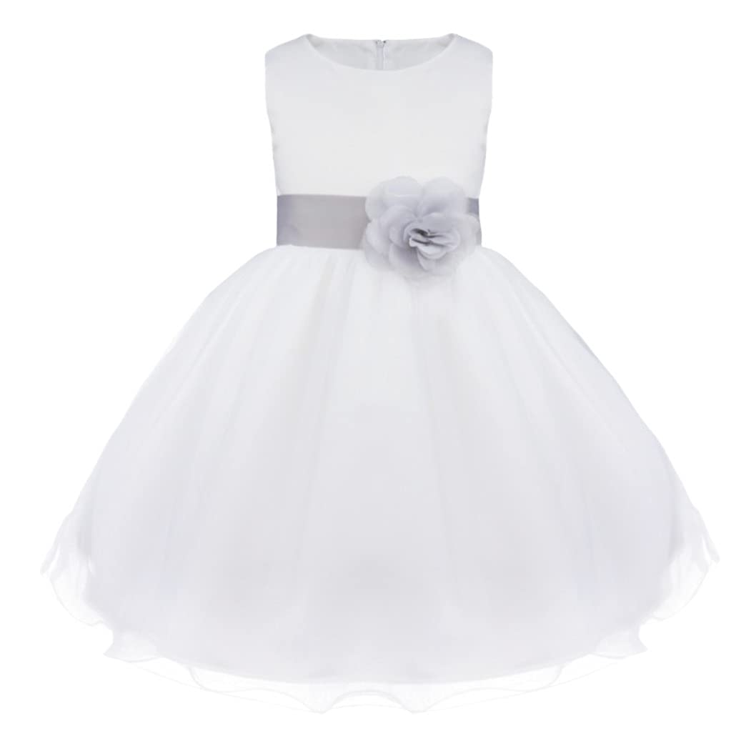 Freebily Vestido Corto de Fiesta Boda para Niña sin Manga Vestido Elegante de Tul Flores Niñas Vestido de Ceremonia Dama de Honor Bautizo Infantil 2-16 Años