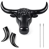 Crowye Full Size Steer Head Roping Dummy with Detachable Horn Large Spread Complete Rodeo Set Cowboy Toy Roping Practice Dummy Steer Head Aluminum Rods for Horse Enthusiasts Junior Roper Practice