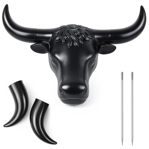 Crowye Full Size Roping Steer Head Dummy 20 Inch Horn Spread with Detachable Horns Aluminum Rods Hay Bale Practice Trainer for Adult Teen Rodeo Team Ropers Western Riding Gifts