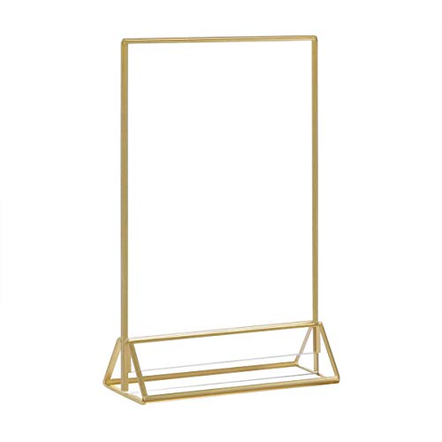 Hiimiei Acrylic Gold Sign Holder, 5X7 Gold Acrylic Picture Frames Clear Double Sided Menu Holder For Wedding Table Number 6 Pack #TOP1